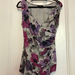 Purple/Gray Floral Cinched Tank